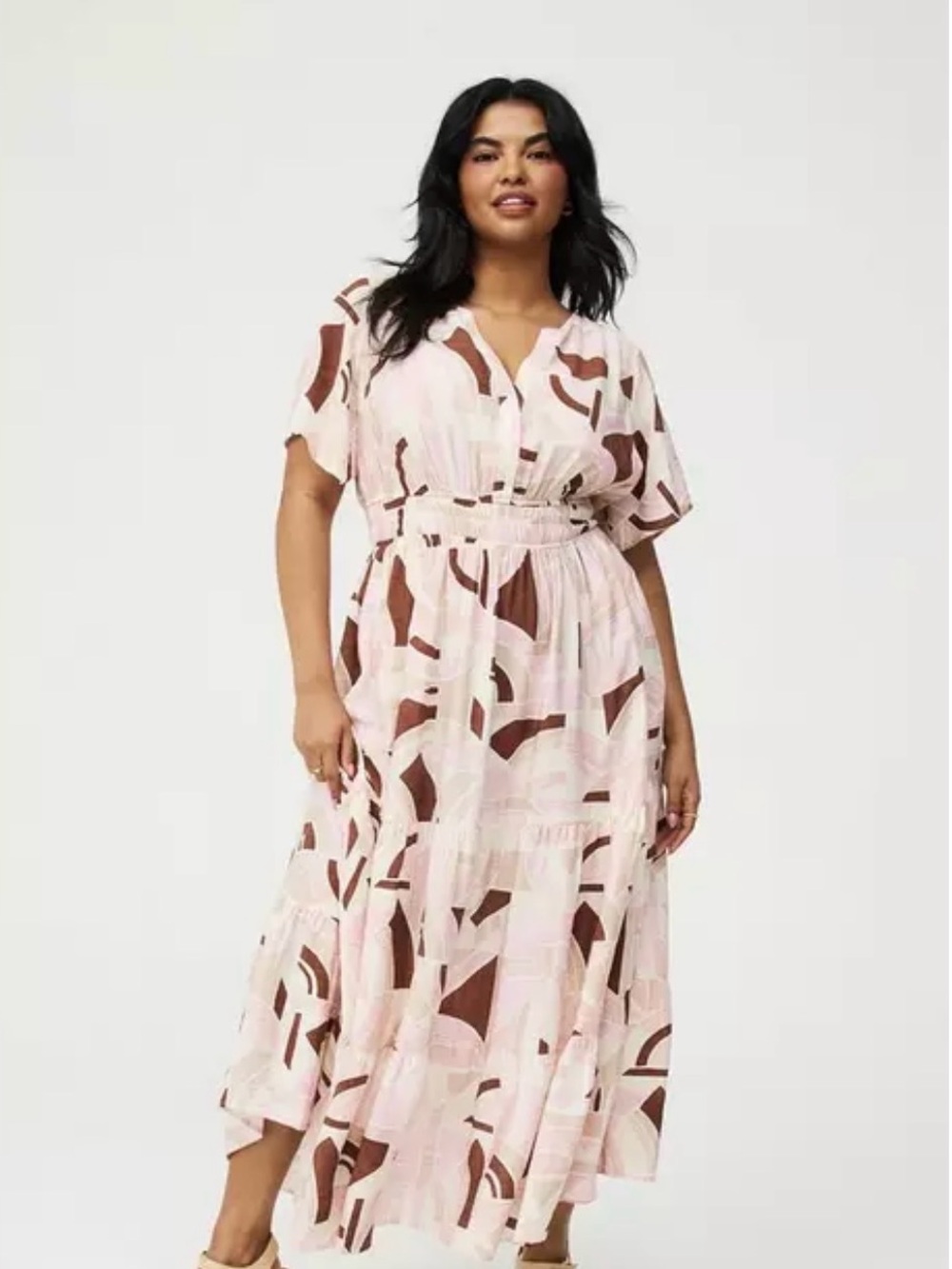 Torrid Y Neck Tiered Maxi Dress Sz 0 NWOT